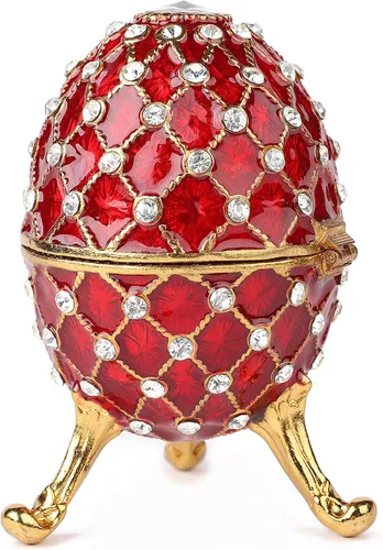 Miniatura 3 de QIFU Huevo de Pascua imperial rojo vintage coleccionable con mini carruaje real, regalo único para colección de Pascua