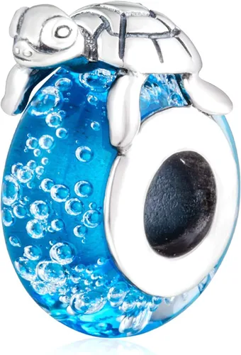 Los dijes del océano marino se adaptan a la pulsera europea de animales de verano, delfines madresniños, tortuga sobre cuentas de vidrio azul, pez