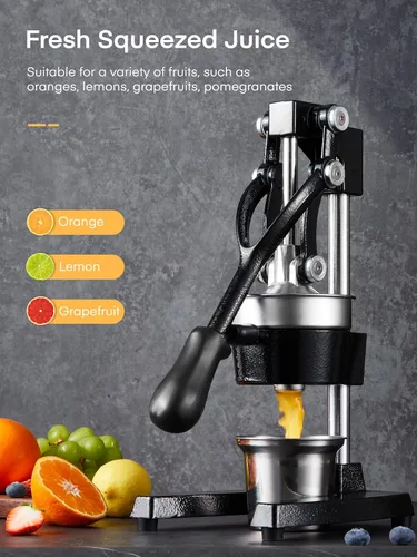 Miniatura 2 de FOHERE Exprimidor de Jugo de Naranja, Exprimidor de Limón de Hierro Fundido, Exprimidor de Cítricos Comercial Manual para Naranja, Limón, Granada