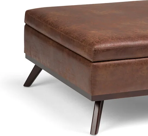 Miniatura 9 de Simpli Home Owen - Mesa auxiliar cuadrada de 91 cm (36 pulgadas) de ancho, otomana de almacenamiento con tapa superior, reposapiés tapizado en cuero