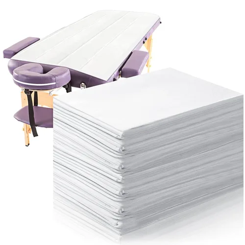 Tatuo 50 sábanas desechables de 31 x 70 pulgadas, impermeables, para mesa de masaje, tela no tejida para spa, pestañas, salón de belleza, Blanco