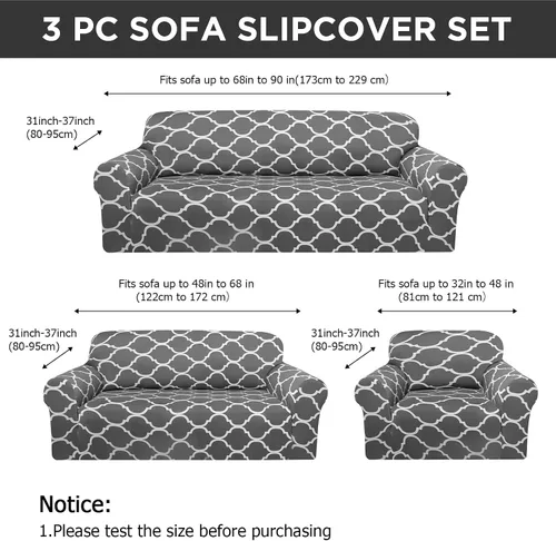 Miniatura 2 de Peryiter Juego de 3 fundas para sofá para sala de estar, fundas para muebles de sofá y sillones, funda para sillón con brazos, protector de muebles