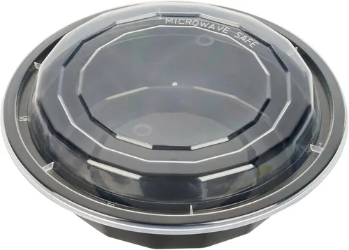 Asporto - Cajas para llevar de 16 onzas, 50 recipientes de alimentos para llevar para microondas, tapas de plástico transparente incluidas, no Negro