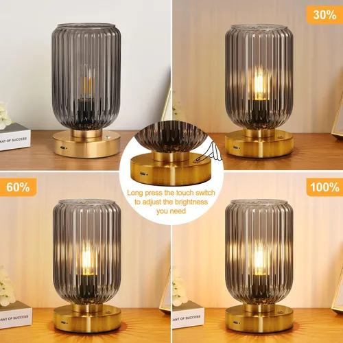 Miniatura 3 de LigthRound Touch Table Lamp for Bedroom, Cordless Bedside Small Table Lamp, Dimmable Rechargeable Battery Operated Lamp for Nightstand, Bedside