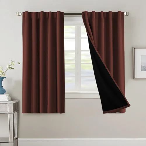 Miniatura 58 de H.VERSAILTEX Cortinas 100% opacas para dormitorio con forro negro, cortinas de oscurecimiento de habitación completa, con aislamiento térmico