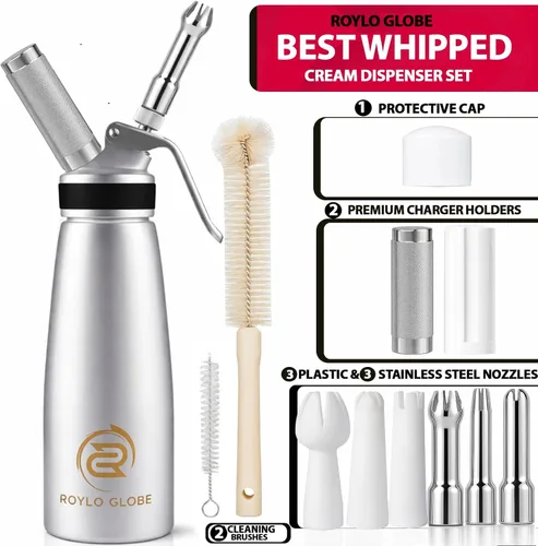 Miniatura 2 de Dispensador profesional de crema batida – Máquina de crema batida de 16.9 fl oz con agarre de silicona – Dispensador de crema batida casero