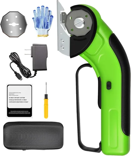 Miniatura 10 de ZFULVO Tijeras Eléctricas Inalámbricas Recargables con 2 Cuchillas y Bolsa de Almacenamiento, Potente Cortador Giratorio de Cajas de Cartón 3.7V