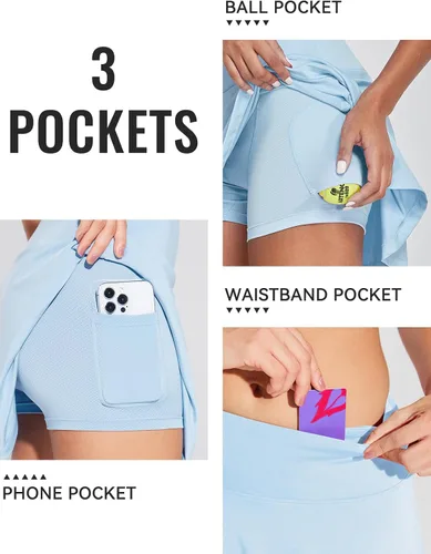 Miniatura 4 de BALEAF - Faldas de tenis plisadas para mujer, faldas pantalón de golf atléticas, con bolsillos, para correr, entrenar y hacer deportes