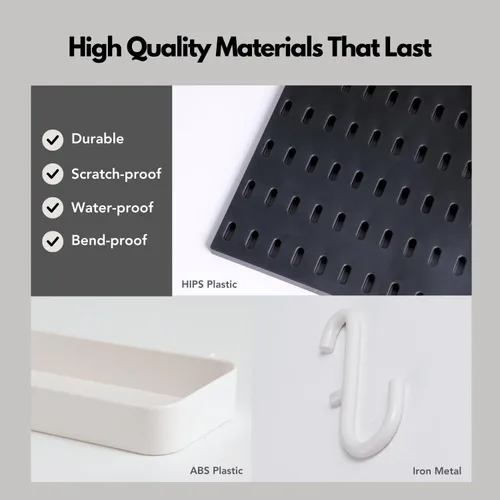 Miniatura 3 de Keepo - Juego de combinación de tableros de clavijas y accesorios modulares para colgar en pared, para organizador de pared, organización de Negro