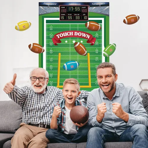 Miniatura 7 de Hooqict Pin The Football on The Goalpost Juegos de fiesta de fútbol para niños, día de juego, decoración de fiesta de cumpleaños, póster grande