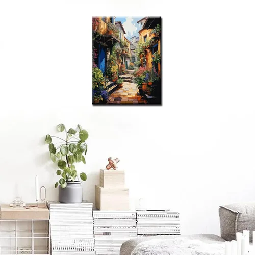 Miniatura 4 de Tucocoo Pintura pintoresca de carril por números para adultos, flores coloridas para puerta, pintura en lienzo para niños, pinceles