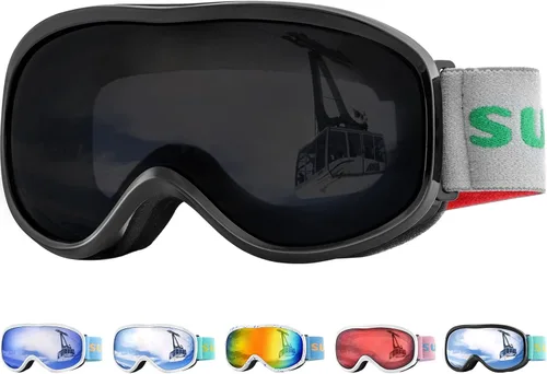 Miniatura 7 de Supertrip Gafas de esquí para niños, gafas de snowboard antivaho para niños y niñas de 5 a 15 años Marco blanco azul (Vlt 28%)