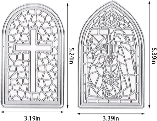 Miniatura 2 de Troqueles de corte cruzado de religión cristiana para ventana de iglesia, troqueles para hacer tarjetas, fondo de cruz de Navidad, troquelado