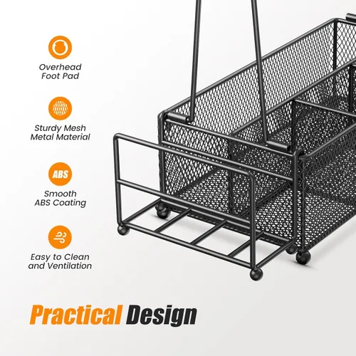 Miniatura 5 de PHINOX Organizador de utensilios con asa y portarrollos de toallas de papel, organizador de cubiertos y condimentos para fiestas, pícnic y Negro