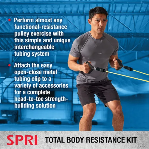 Miniatura 3 de Kit de bandas de resistencia SPRI - Tubos intercambiables de entrenamiento de resistencia para tonificación de cuerpo completo - Incluye 5 bandas