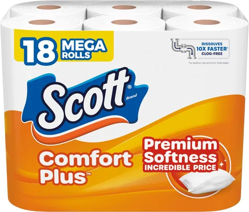 Miniatura 11 de Scott ComfortPlus - Papel higiénico con tubo perfumado suave a lavanda, 12 mega rollos, 310 hojas por rollo, apto para fosas sépticas, papel