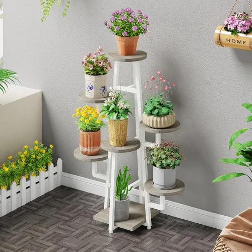 Miniatura 3 de Tribesigns Soporte para plantas de 7 niveles para interiores, estante alto para múltiples plantas, soporte para macetas de esquina de madera