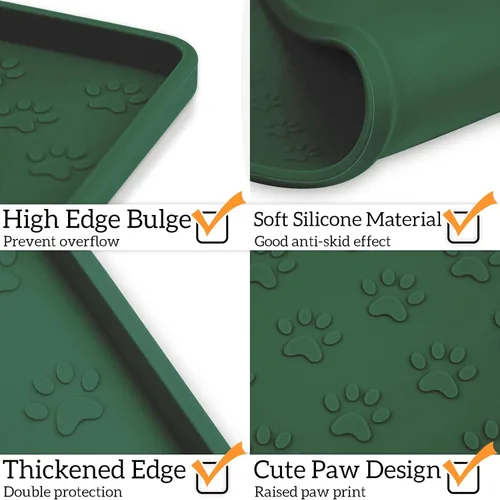 Miniatura 4 de Ptlom Mantel individual para mascotas, para perros y gatos, impermeable, de silicona, para alimentos y agua, para perros pequeños, medianos y Verde