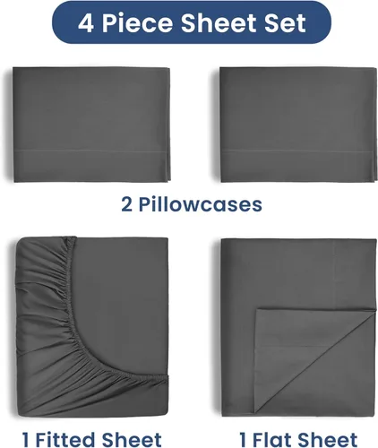 Miniatura 3 de Sábanas de 3 piezas para cama individual XL Lista de verificación para universidad y dormitorio Sábanas ligeras, suaves y transpirables Mezcla