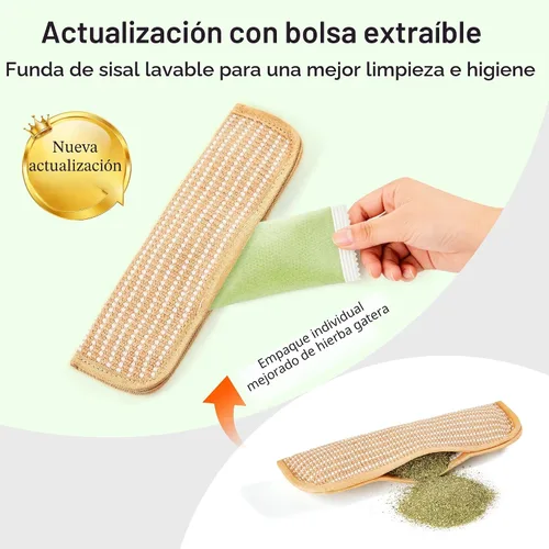 Miniatura 5 de Potaroma Paquete de 2 juguetes para gatos con hierba gatera orgánica A+ de 6000 mg A+, material de sisal suave, juguetes para rascar y patear