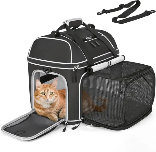Miniatura 10 de Transportador expandible para perros y gatos: transportador de mascotas de lados suaves aprobado por aerolíneas, grande, pequeño, mediano, plegable