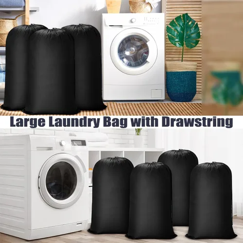 Miniatura 4 de Sanwuta 40 bolsas de lavandería grandes de 38 x 24 pulgadas, bolsas de lavandería de viaje a granel con cierre de cordón, lavables, resistentes