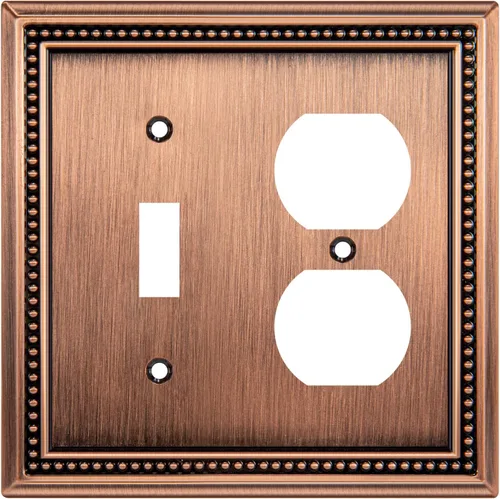 Miniatura 50 de Henne Bery Sunken Pearls - Placa de pared decorativa resistente para interruptor, cubierta para tomacorrientes (doble dúplex, níquel satinado)
