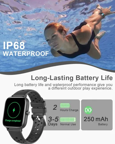 Miniatura 6 de Relojes inteligentes para hombres y mujeres Fitness: reloj de seguimiento de fitness con llamada Bluetooth 24/7, frecuencia cardíaca SpO2, monitor