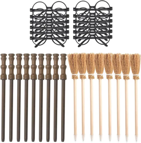 Miniatura 5 de Kit de suministros para fiestas, lentes redondos negros con marco redondo, sin lentes, lápiz de escoba, lápiz de varita para cumpleaños escolar
