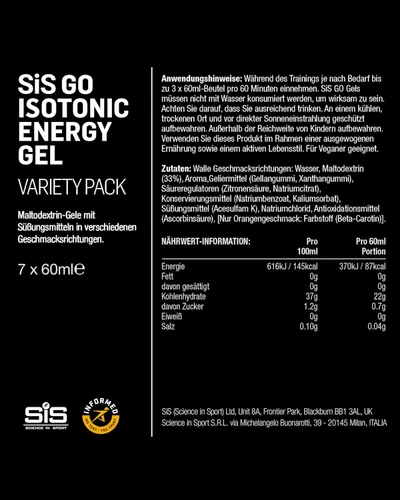 Miniatura 7 de Science in Sport - Paquete de variedad de gel energético de 60 ml - Pack de 7