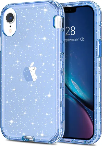 Miniatura 9 de Hython Compatible con Funda para iPhone XR, Protector Defensor de Cuerpo Completo de Servicio Pesado con Purpurina Brillante Reluciente, Carcasa