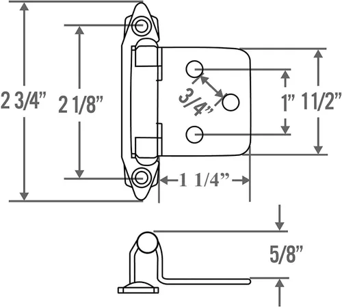 Miniatura 7 de Silverline SH5001-WT Bisagra empotrada de cierre automático de 0.047 in de grosor, herrajes para gabinete, superposición de montaje frontal