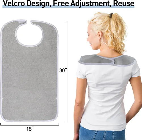 Miniatura 6 de Pozico Baberos para Adultos para Comer Mujeres/Hombres/Personas Mayores Lavables, Impermeables, Protectores de Ropa y Baberos para Adultos