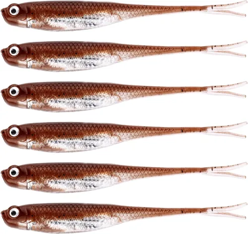 Miniatura 16 de QualyQualy 5 señuelos de pesca suaves de Swimbait, 6 unidades Jerk Shad Minnow Drop Shot Señuelo para Bass Bait Shad Señuelo suave Jerkbait para A-4#