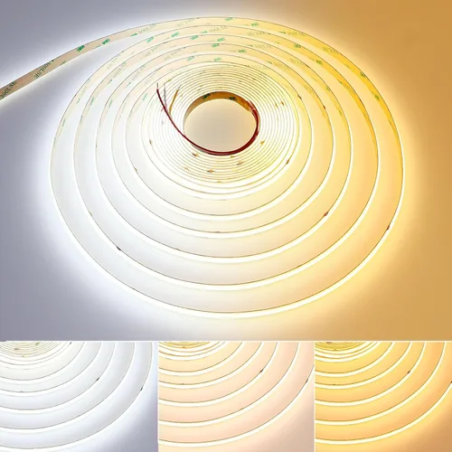 Miniatura 8 de GOMING 24V 10M(32.8ft) 3Pin 8mm Width CCT COB LED Strip 2700K-6500K Tunable White 576LED/M CRI 93+ Flexible IP20 Not Waterproof LED Tape Lights for