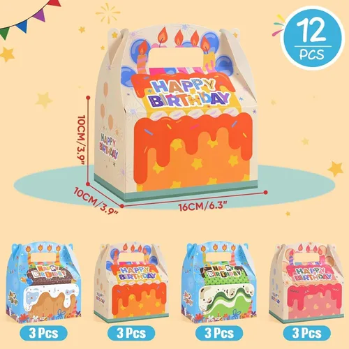 Miniatura 2 de WERNNSAI Paquete de 12 cajas de regalo de fiesta de cumpleaños, decoraciones de fiesta de feliz cumpleaños, cajas de dulces para niñas y niños