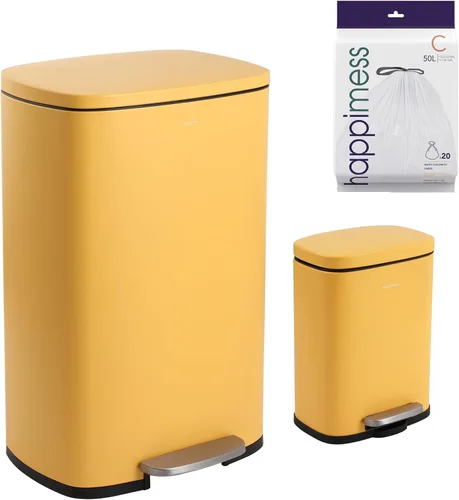 Miniatura 10 de happimess HPM1006C Connor - Bote de basura rectangular con tapa de cierre suave y mini bote de basura gratis, moderno a prueba de huellas dactilares