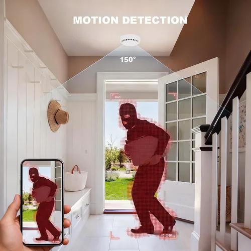 Miniatura 5 de Detector de humo manual de cámara oculta – Gran angular de 150°, detección de movimiento, visión nocturna, 5000mAh y 2.4G WiFi hecho a mano, ideal