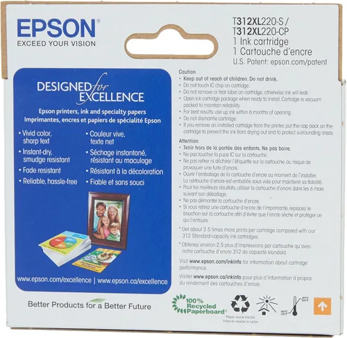 Miniatura 5 de Epson T312 Claria Photo HD - Tinta de alta capacidad magenta claro -Cartucho (T312XL620-S) T312 Claria Photo HD -Tinta Cian de alta capacidad