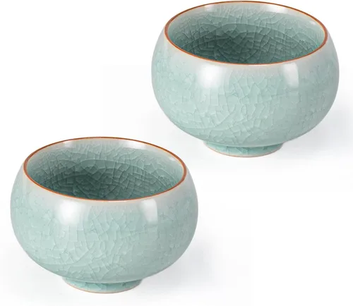 Miniatura 16 de Juego de 2 tazas de té pequeñas de porcelana de 4.2 onzas, juego de tazas de té japonesas moradas, tazas de té de cerámica para el hogar, fiesta