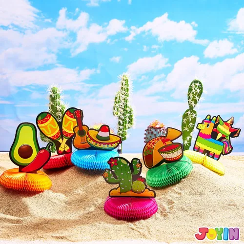 Miniatura 7 de JOYIN 6 piezas Cinco De Mayo Fiesta Honeycomb Centro de mesa de 8.5 pulgadas, decoración de fiesta para diversión fiesta Taco, accesorios de fotos