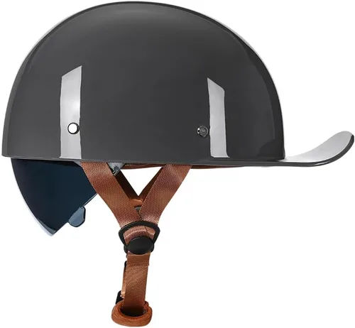 Miniatura 11 de Casco abierto de estilo vintage retro para motocicleta, gorra de béisbol, medios cascos con lente desplegable para hombres y mujeres, ciclomotor