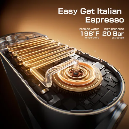 Miniatura 6 de Atatix Máquina de Café Espresso Mejorada, Cafetera Espresso Compacta de 20 Bares con Espumador de Leche, Cafetera de Acero Inoxidable con Tanque