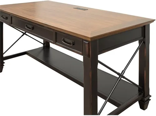 Miniatura 4 de Martin Furniture Hartford - Escritorio de madera marrón para escribir, estación de trabajo de oficina, muebles de estudio en casa, marco elegante