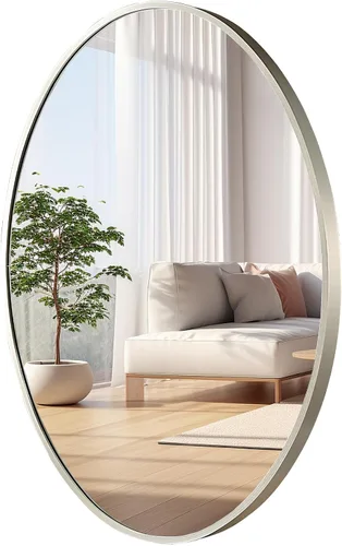 Miniatura 13 de Espejo de pared ovalado, espejo ovalado negro de 20 x 28 pulgadas, espejo de baño con marco de metal, espejo decorativo para pared montado