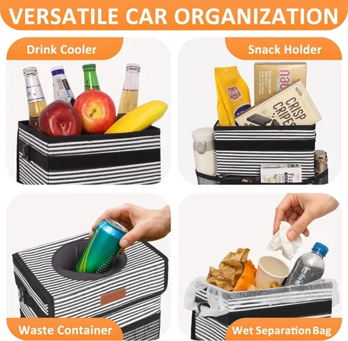 Miniatura 6 de Vankor Bote de Basura para Auto Lindo, Bolsa Contenedor Colgante Impermeable Botes de Basura Automotrices a Prueba de Fugas Bote de Basura para Raya