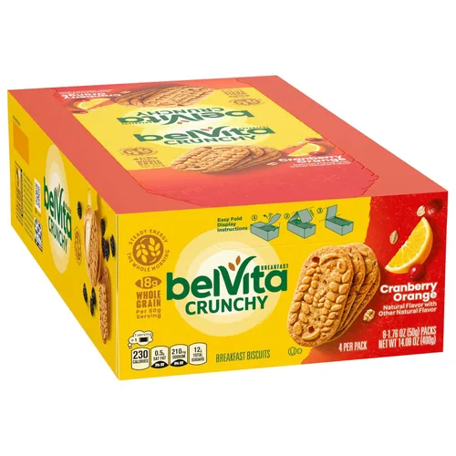 Miniatura 14 de belVita Galletas de barras de desayuno, naranja arándano, 8 paquetes (4 galletas por paquete)