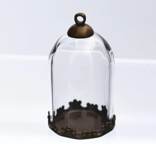 Miniatura 7 de 10 piezas de botella de globo de vidrio de tubo transparente con accesorios, cúpula de vidrio hueca, dijes colgantes de vial, Vidrio, vidrio bronce
