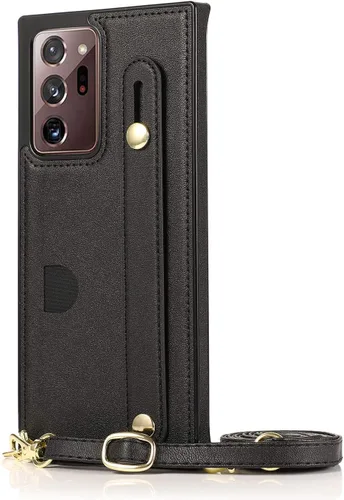 Miniatura 6 de Funda Samsung Galaxy Note 20 Ultra con correa de piel ajustable, tarjeteros cruzados, función atril - KB negro