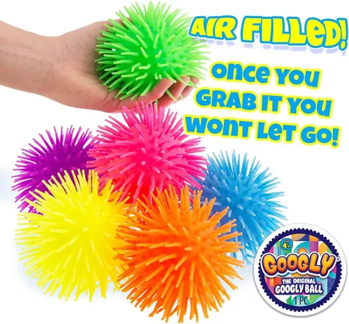 Miniatura 2 de JA-RU Googly Bola de Goma Inflable con Pinchos (1 Unidad Surtida) Tentáculos Suaves, Blandos y Elásticos. Juguete Sensorial Colorido para Niños.